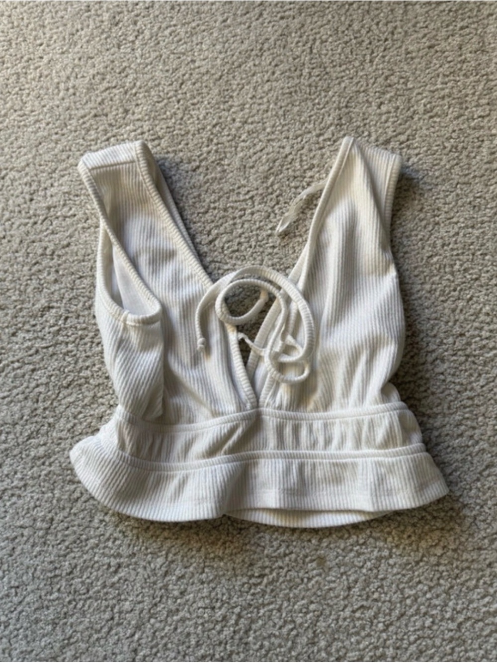 Tie-Front Ribbed Peplum Crop Top in White sexy
